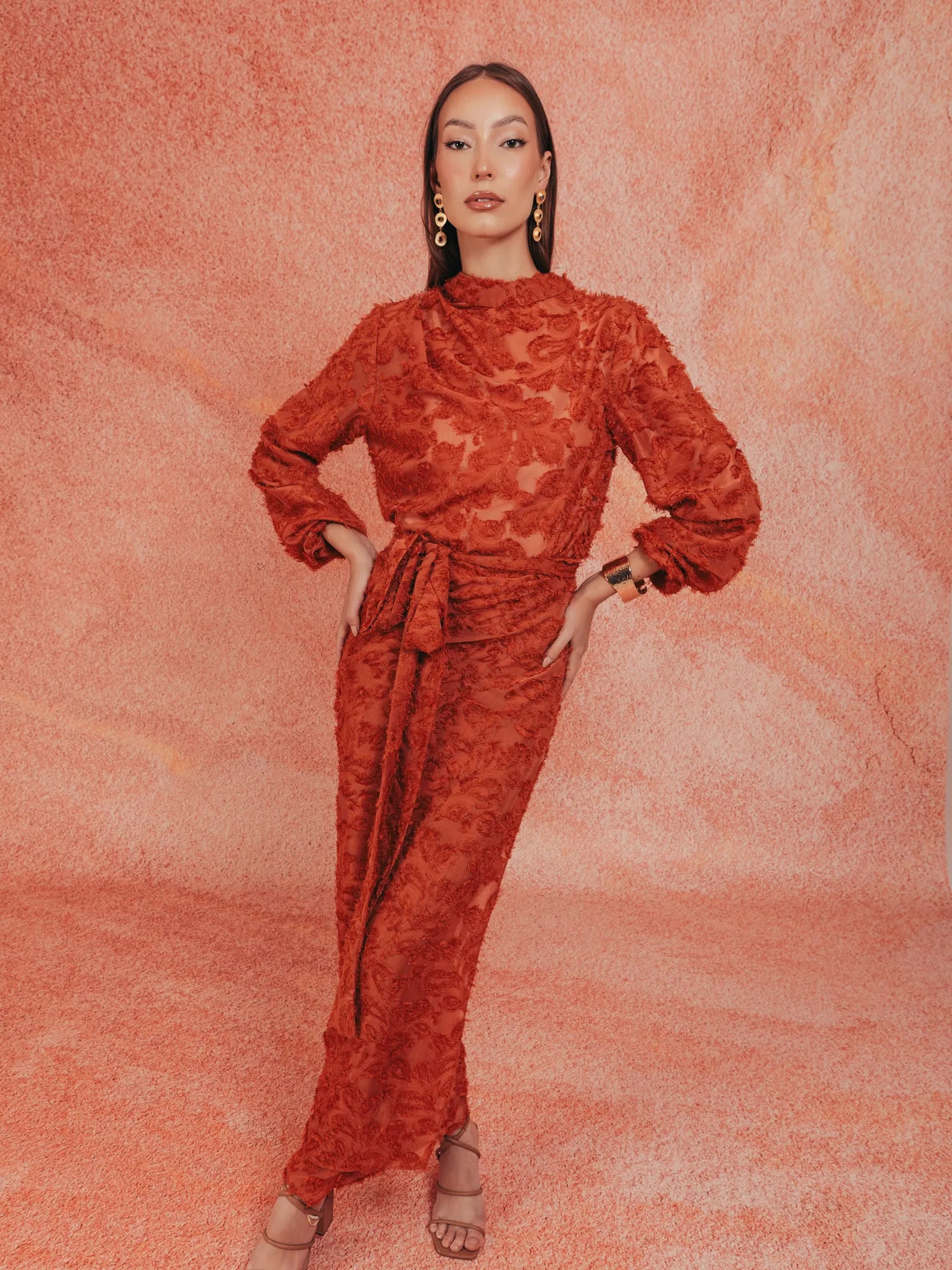 Latina Draped Set- Peach