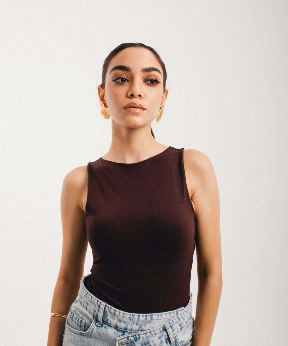 Brown Body-Hugging Tank Top - Image 2