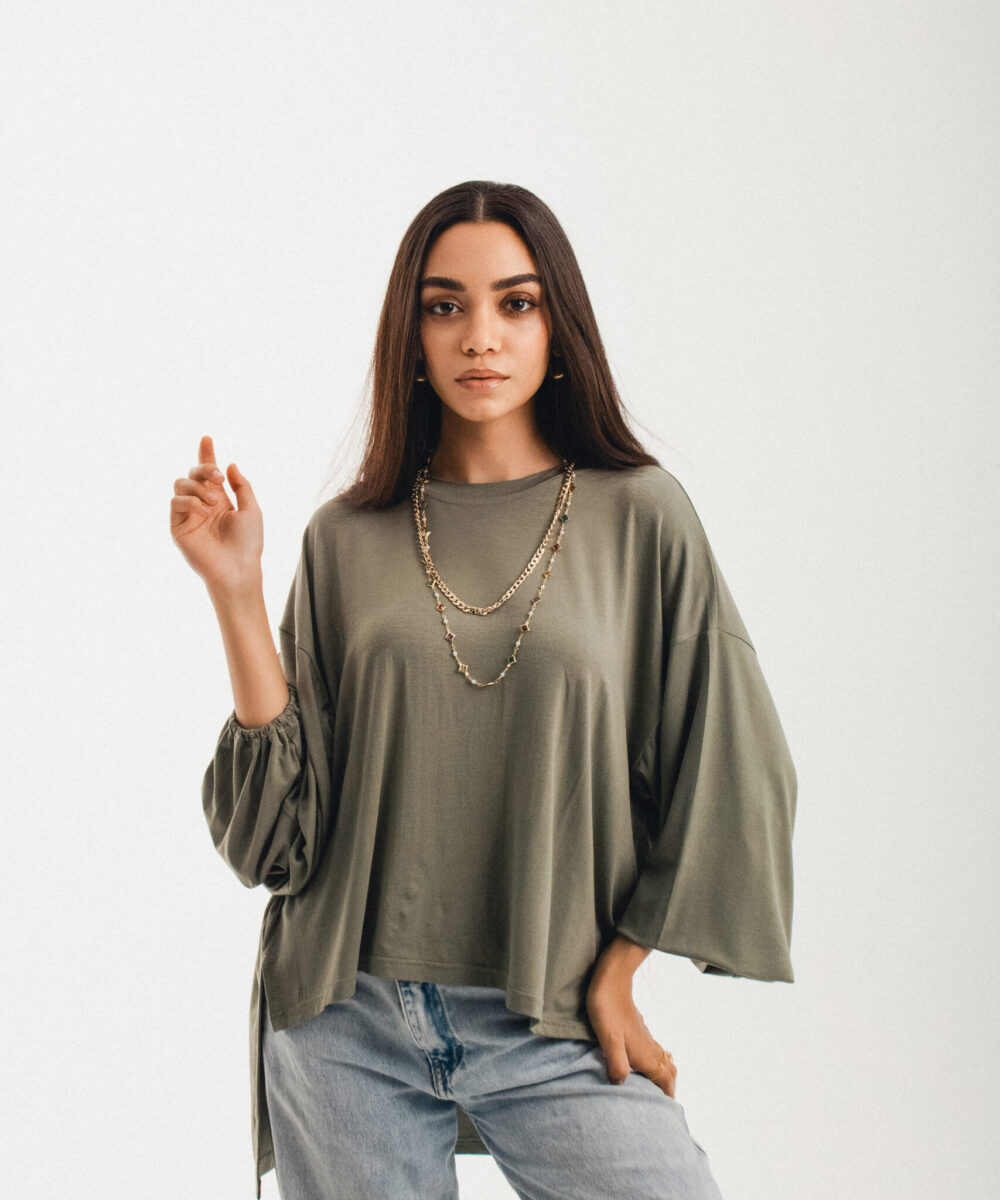 Olive over-sized top