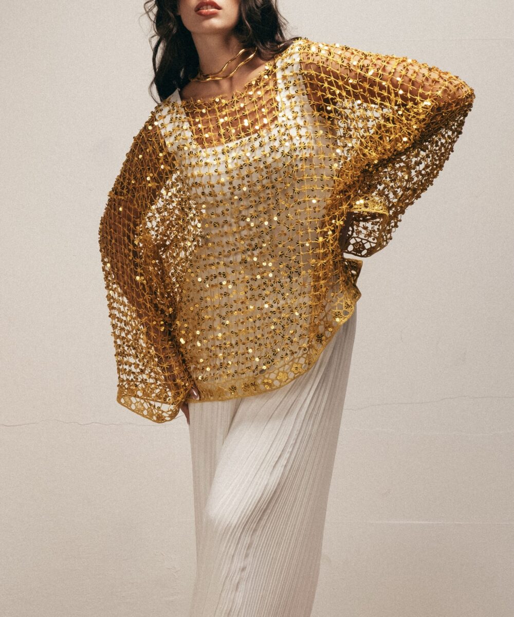 Shimmery Summer Net Top (Gold) - Image 6