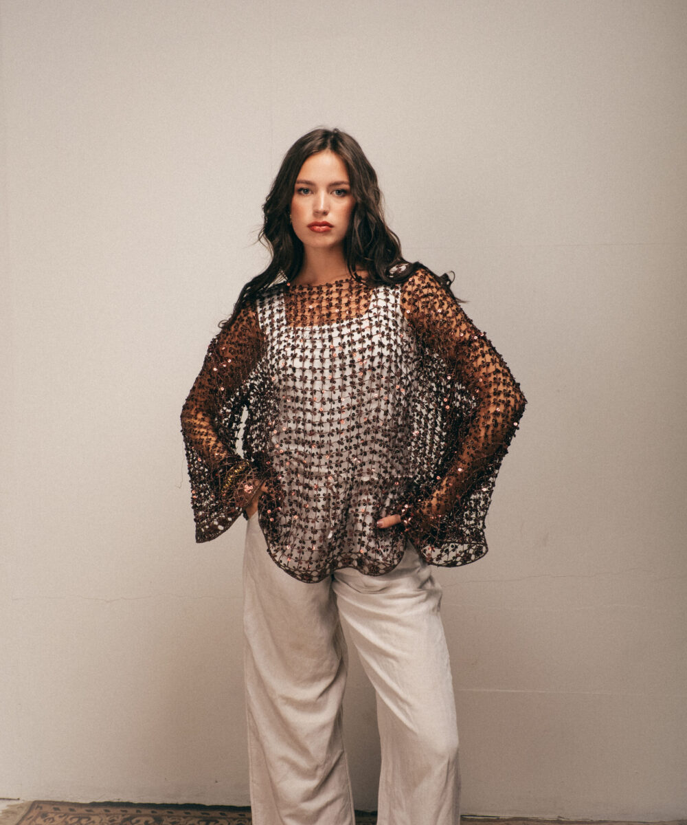 Shimmery Summer Net Top (Maroon) - Image 2