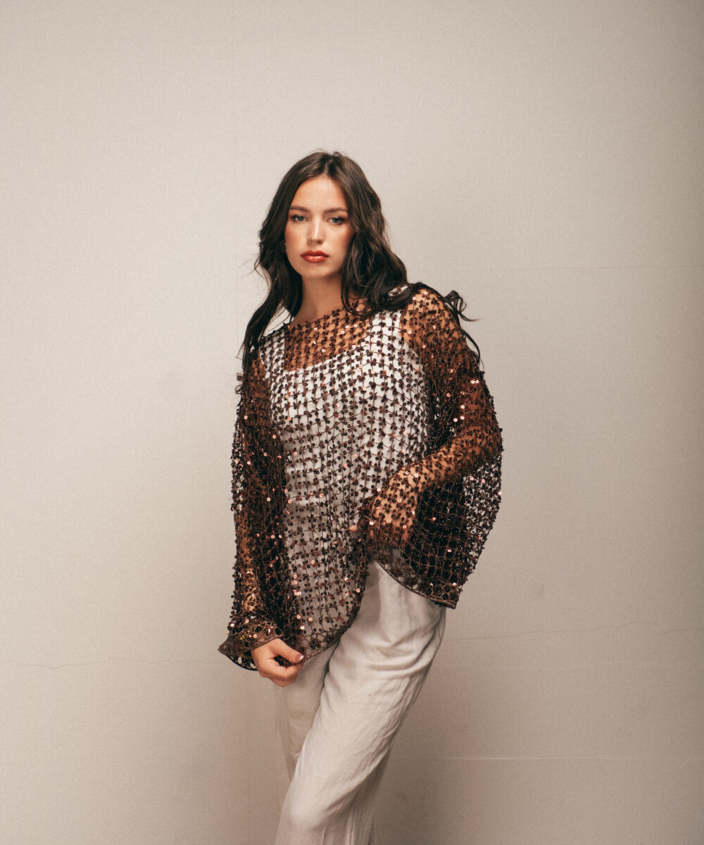 Shimmery Summer Net Top (Maroon)