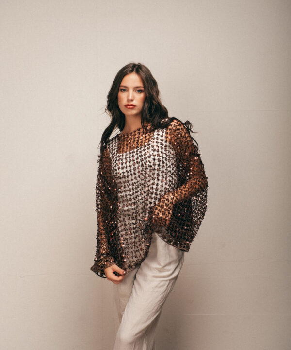 Shimmery Summer Net Top (Maroon)