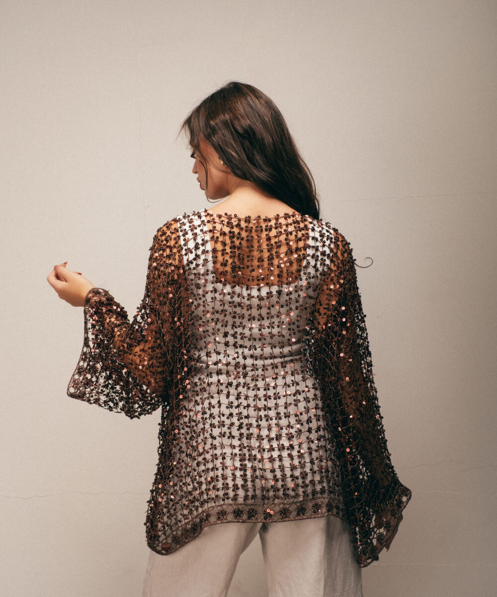Shimmery Summer Net Top (Maroon) - Image 3