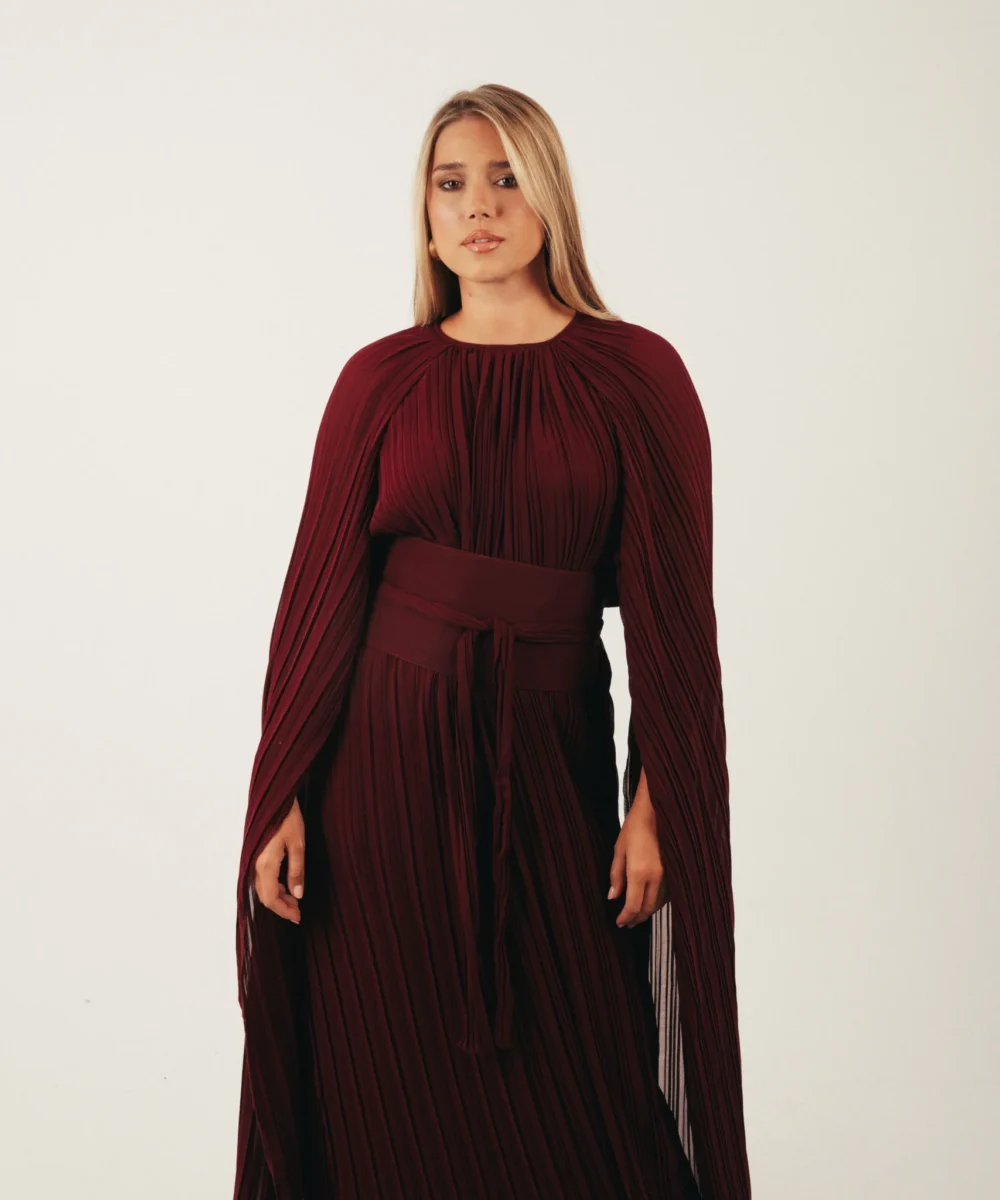 The Gaia Cape Dress in Firebrick - Image 11
