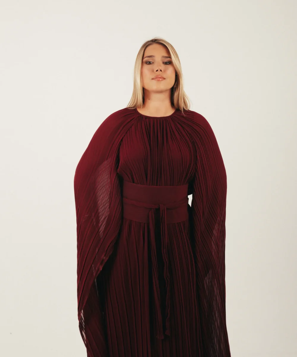 The Gaia Cape Dress in Firebrick - Image 9