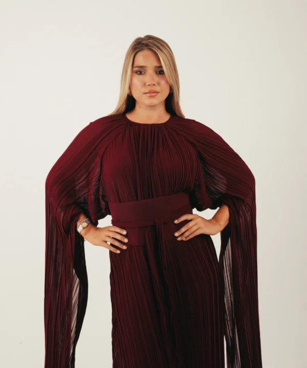 The Gaia Cape Dress in Firebrick