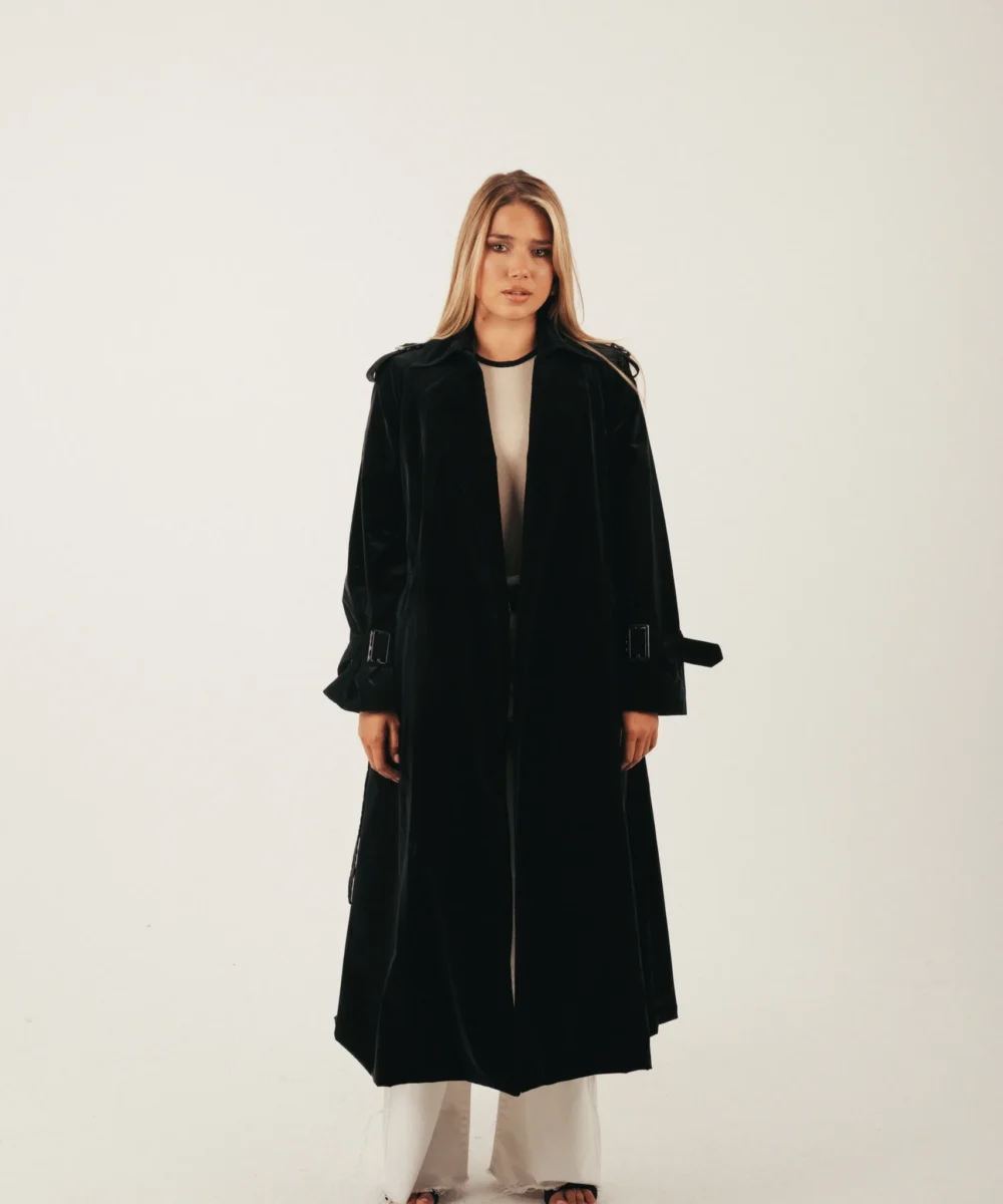 Coal Suede-like Waterproof Trench - Image 8