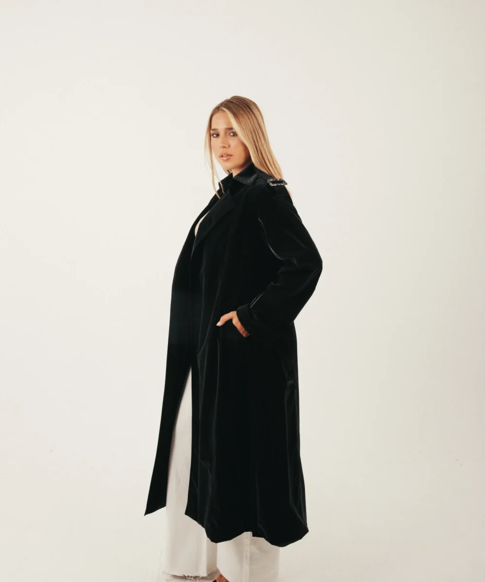 Coal Suede-like Waterproof Trench - Image 5