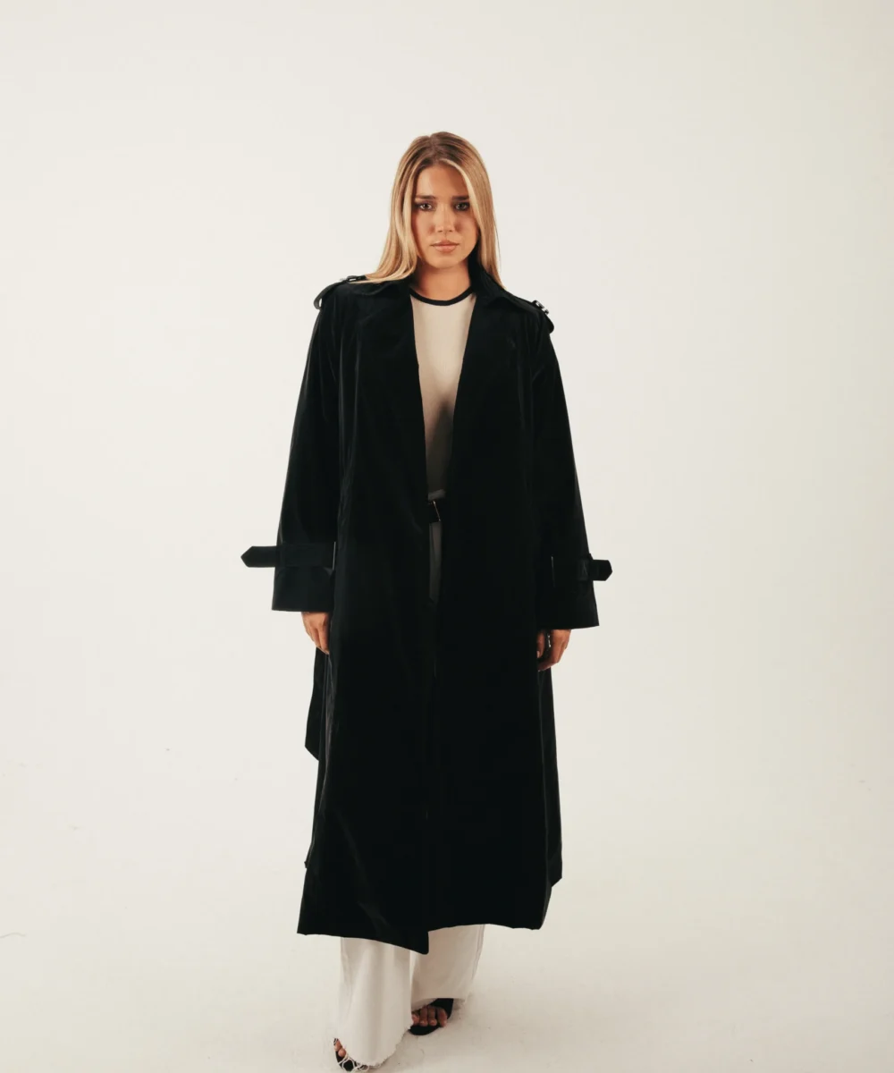 Coal Suede-like Waterproof Trench - Image 4