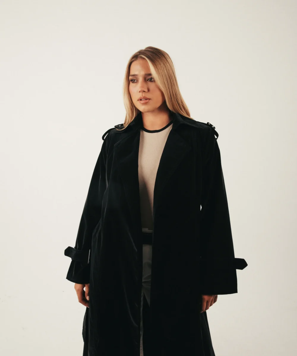 Coal Suede-like Waterproof Trench - Image 2