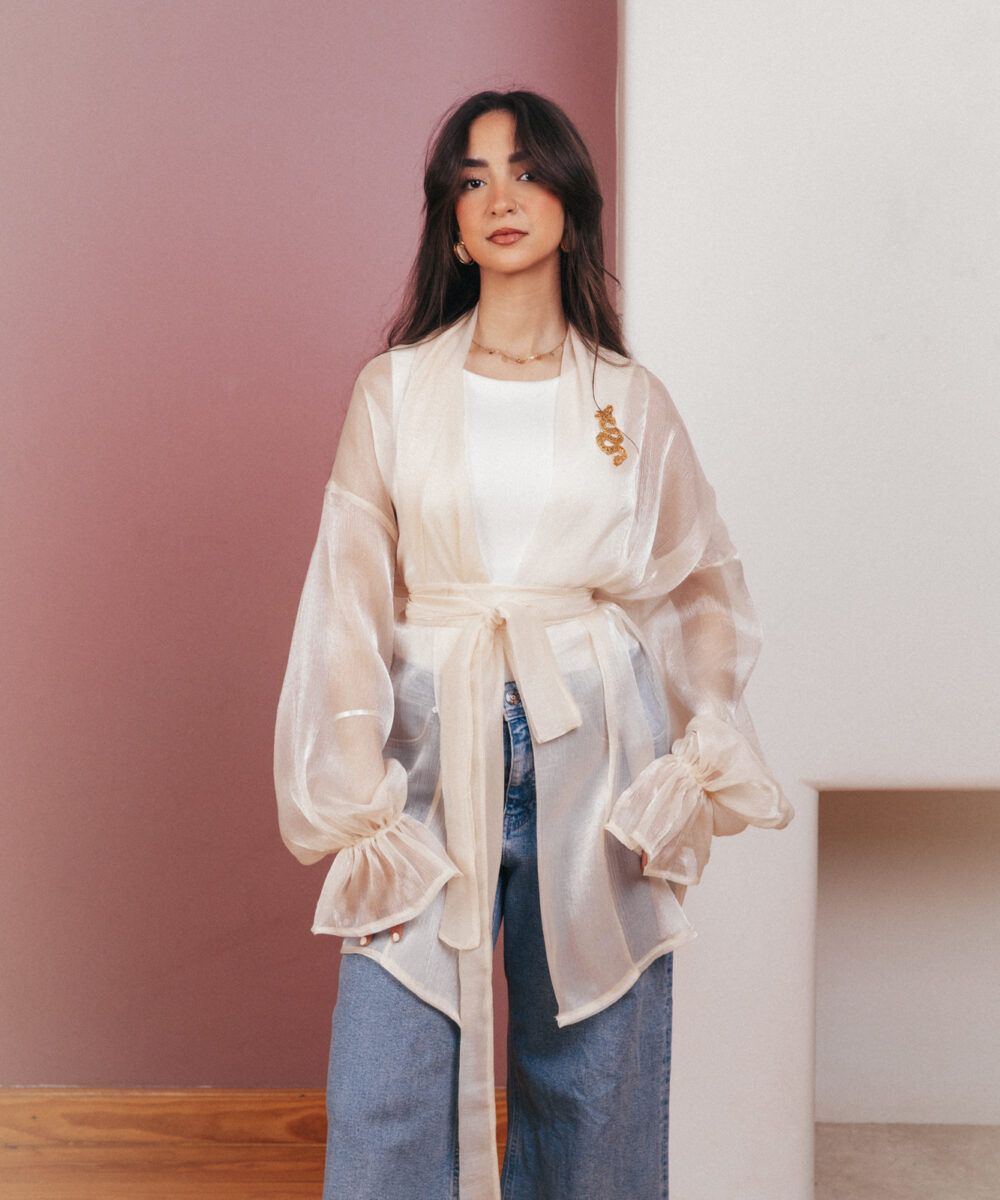 Sheer Luxe Kimono - Beige - Image 31