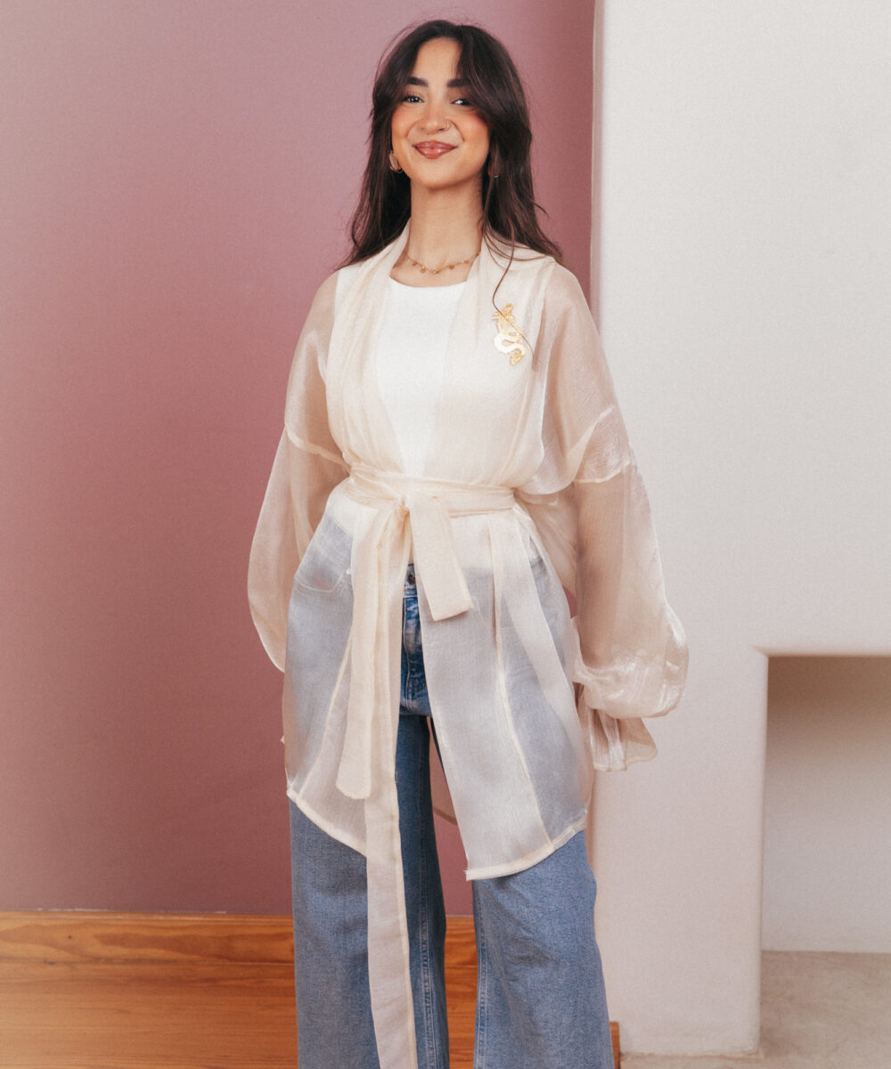 Sheer Luxe Kimono - Beige - Image 30