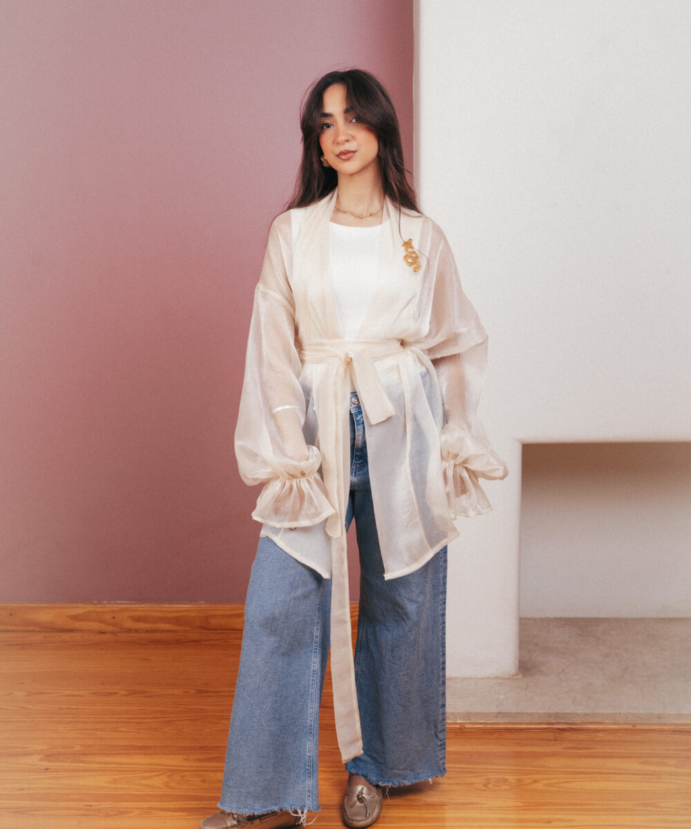 Sheer Luxe Kimono - Beige - Image 29