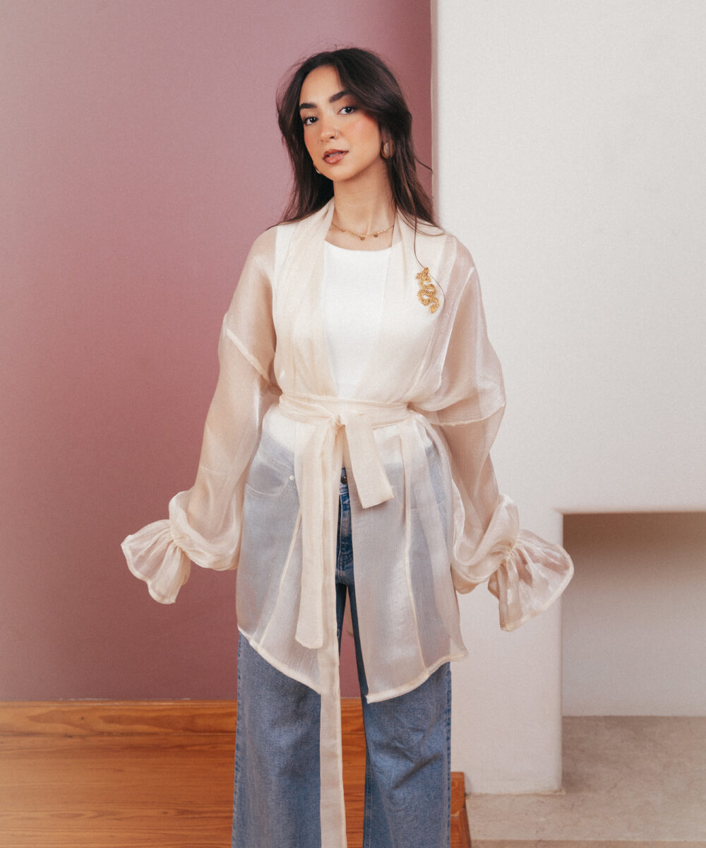 Sheer Luxe Kimono - Beige - Image 28
