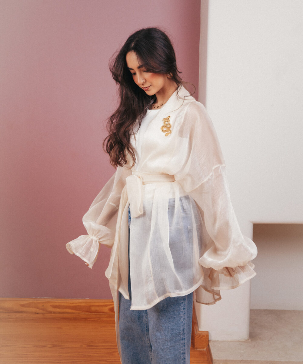 Sheer Luxe Kimono - Beige - Image 24