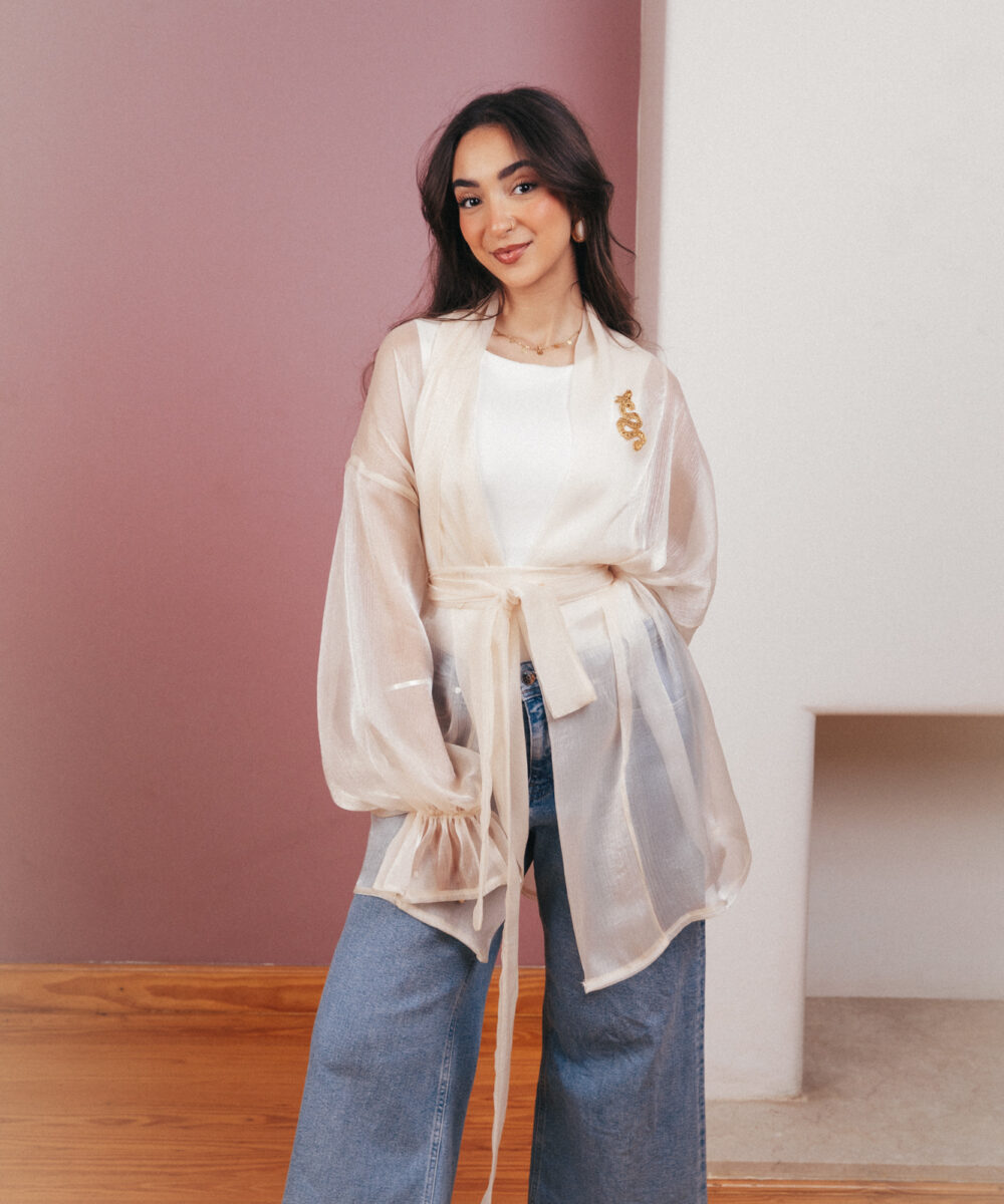 Sheer Luxe Kimono - Beige - Image 20