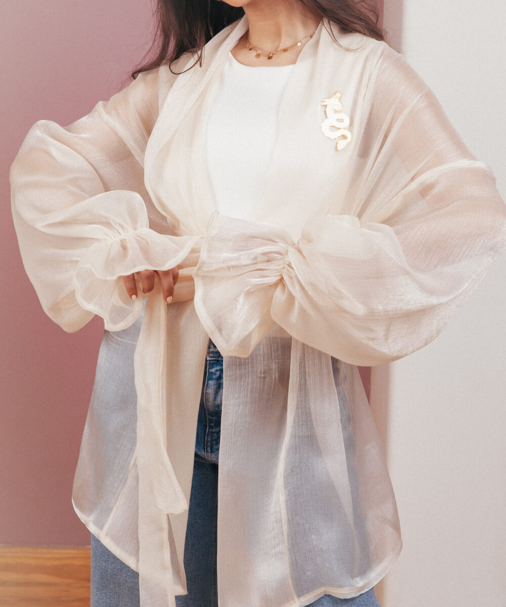 Sheer Luxe Kimono - Beige - Image 19