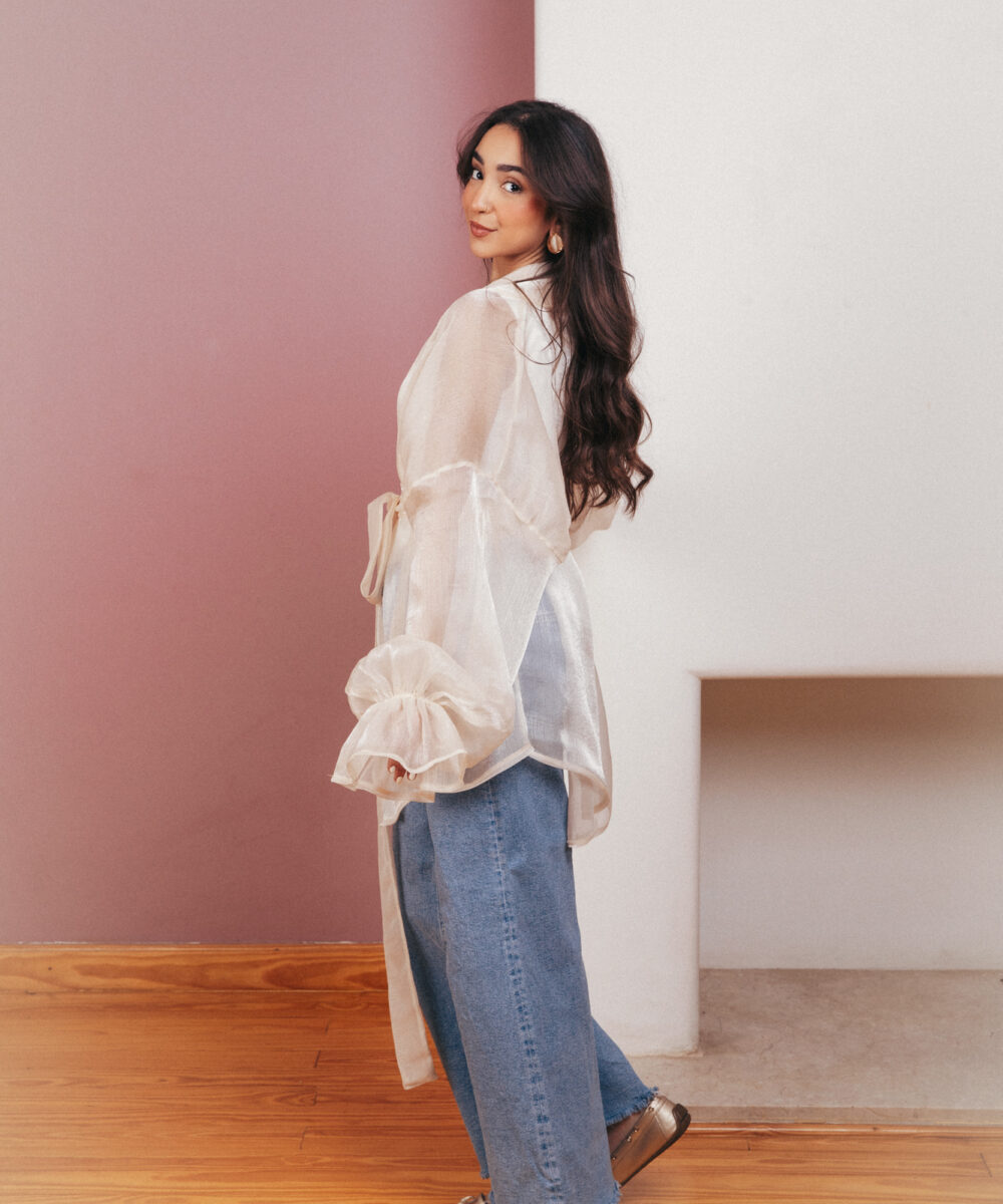 Sheer Luxe Kimono - Beige - Image 9