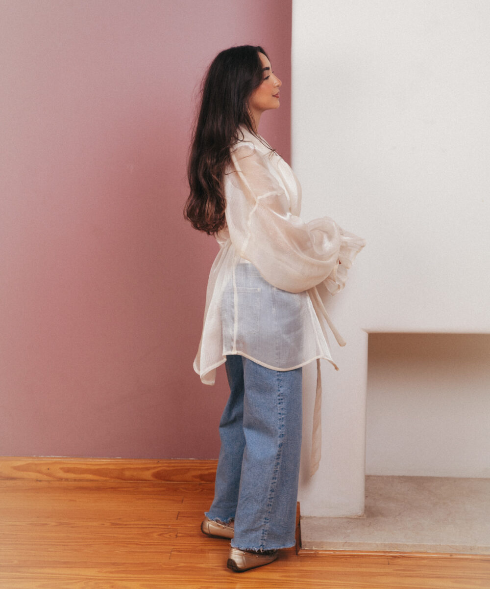 Sheer Luxe Kimono - Beige - Image 8