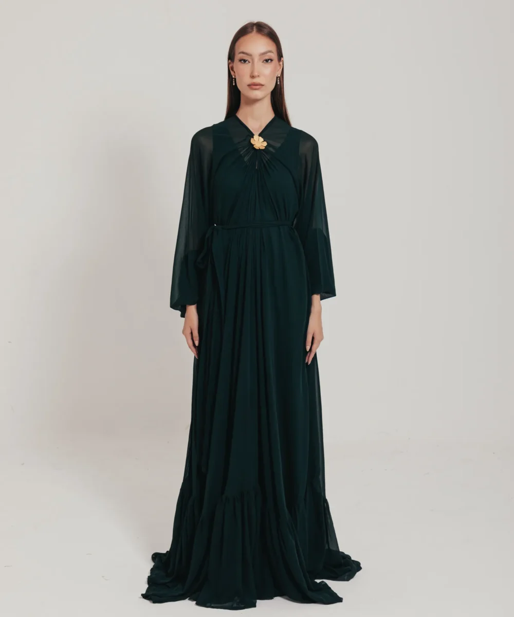 Green dress with flower (PRE ORDER)