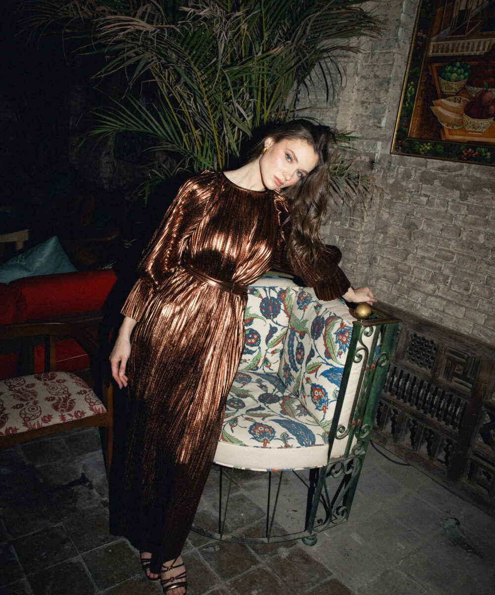 Caramel Metallic Dress