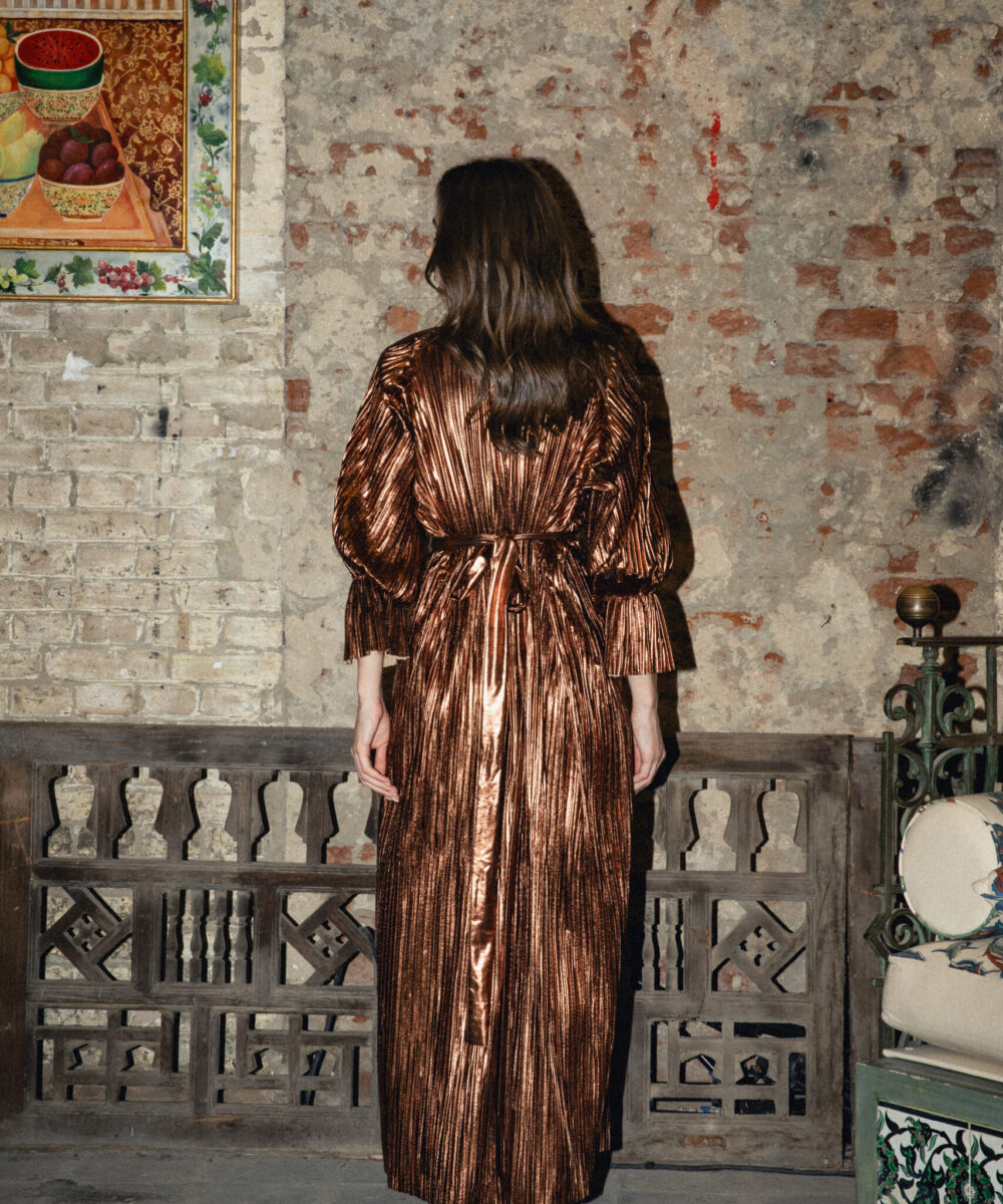Caramel Metallic Dress - Image 12