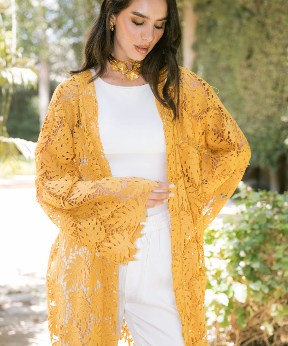 Ocre Floral Kimono - Image 3