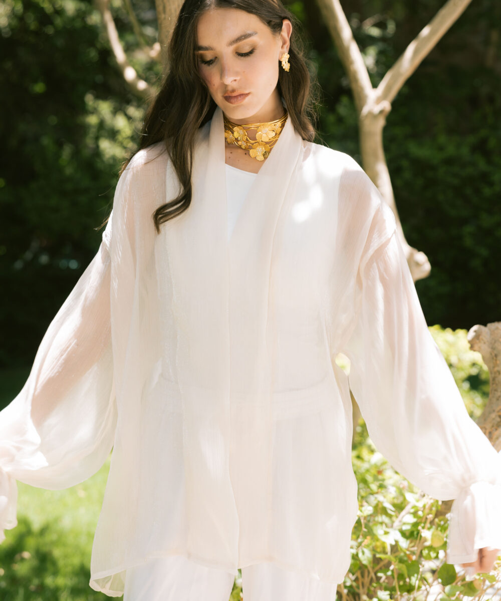 Sheer Luxe Kimono - Beige - Image 4