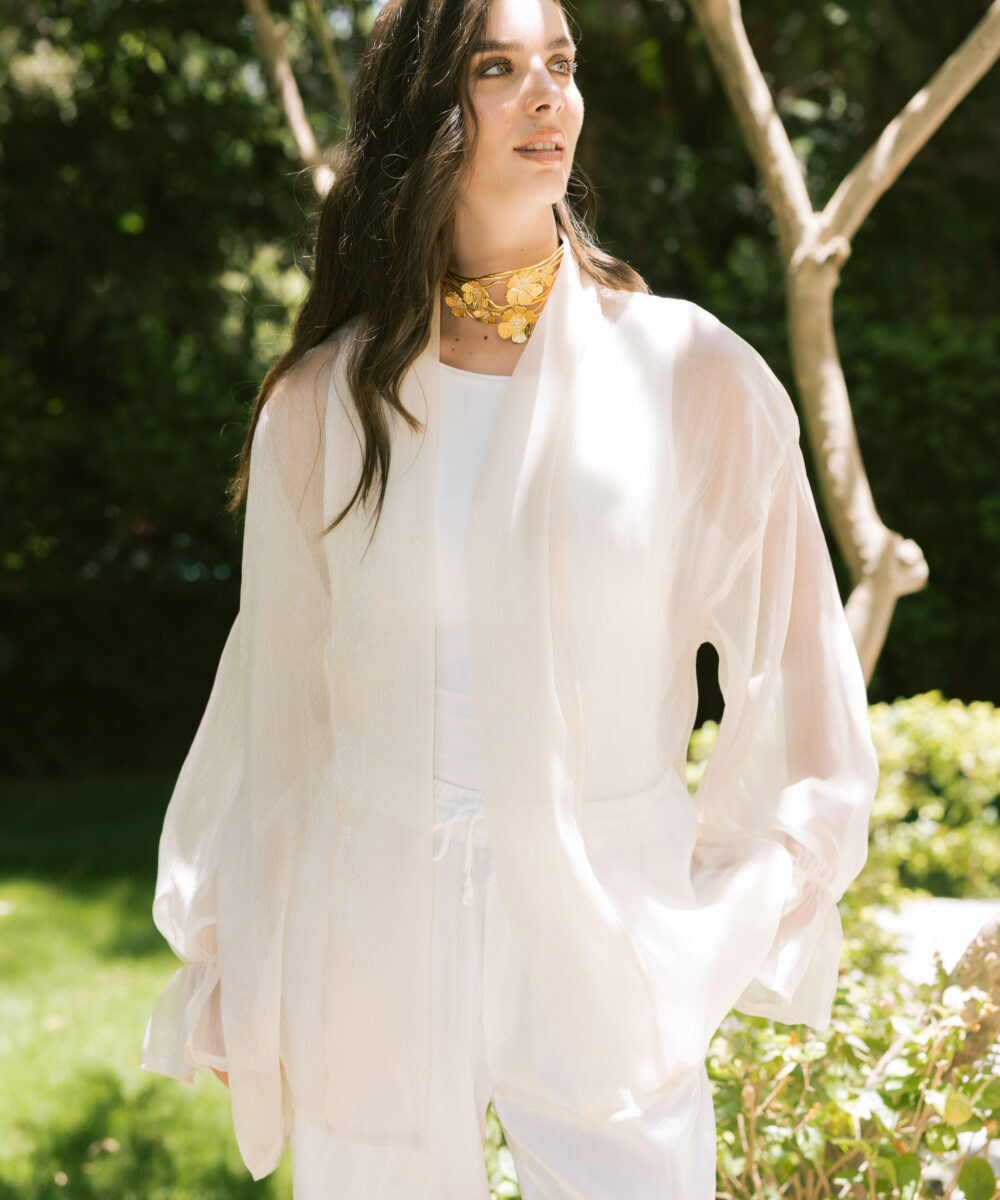 Sheer Luxe Kimono - Beige - Image 2