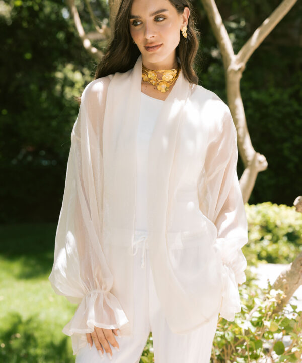 Sheer Luxe Kimono - Beige
