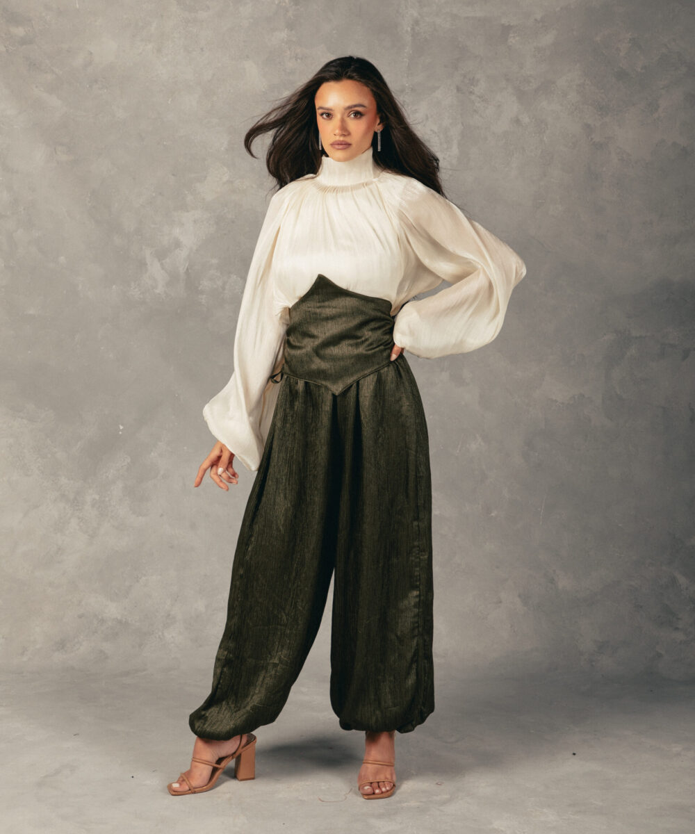 Draped Balloon Pants - Olive (PRE ORDER) - Image 5