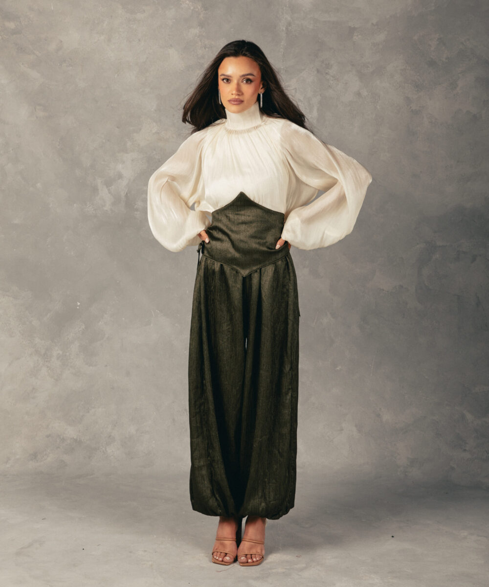 Draped Balloon Pants - Olive (PRE ORDER) - Image 2