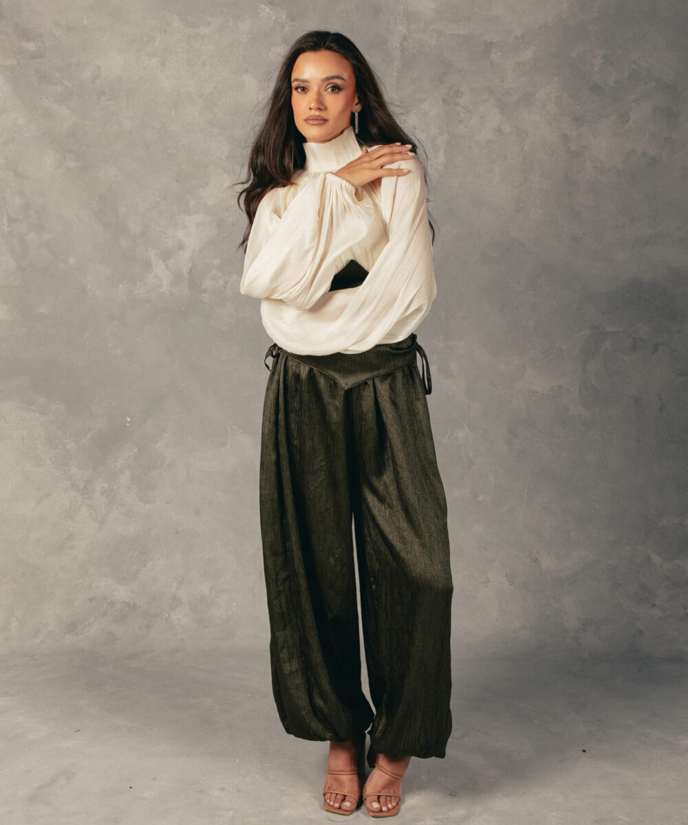 Draped Balloon Pants - Olive (PRE ORDER) - Image 4